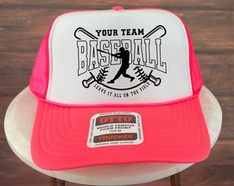 Custom Baseball Team Trucker Hat, Personalized Baseball Cap, Sports Team Hat, Custom Player Gift, Foam Baseball Cap, Baseball Mom Hat