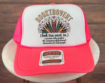 Booktrovert Trucker Hat, Introvert Book Lover Hat, Funny Reading Hat, Bibliophile Definition Typography Design