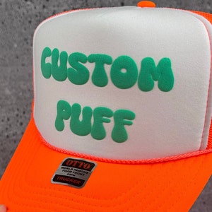 Custom Puff Print Hat, Custom Foam Hat, Custom Mesh Trucker Hat, High Crown Hat, Foam Trucker Hat, Metallic Puff Hat, 3D Puff Print Hat
