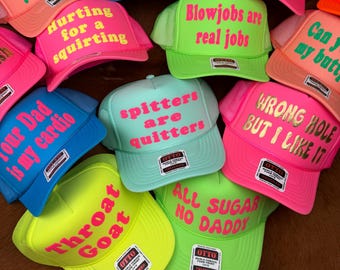 Adult Custom Party Hat, Inappropriate Bachelorette Trucker Hat, Vulgar Wording Party Hat, Funny Hats for Adults, Bachelor Squad Hats