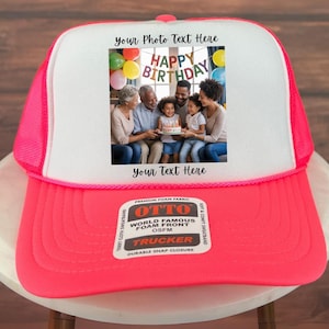 Custom Your Photo Trucker Hat, Personalized Family Portrait Photo Hat, Customized Image Hat, Custom Hat with Image, Memorial Photo Hat,