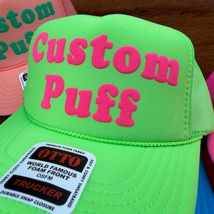 Metallic Custom Puff Print Hat, Custom Foam Hat, Custom Mesh Trucker Hat, High Crown Hat, Foam Trucker Hat, Puff Hat, 3D Puff Print Hat