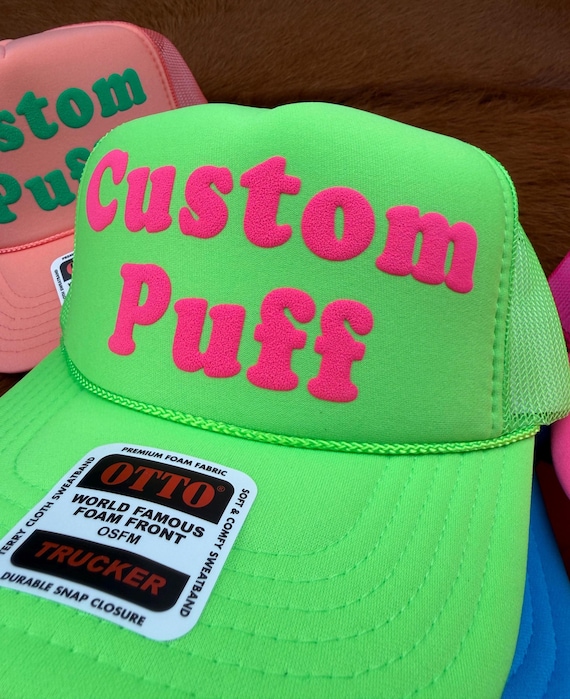 Metallic Custom Puff Print Hat, Custom Foam Hat, Custom Mesh Trucker Hat, High Crown Hat, Foam Trucker Hat, Puff Hat, 3D Puff Print Hat