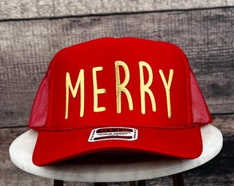 Chapeau de fête de Noël, Chapeau de fête de Noël personnalisé, Joyeux chapeau, Chapeau de fête camionneur personnalisé, Chapeau de groupe fête de Noël, Casquette trucker personnalisée