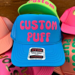 Metallic Custom Puff Print Hat, Custom Foam Hat, Custom Mesh Trucker Hat, High Crown Hat, Foam Trucker Hat, Puff Hat, 3D Puff Print Hat image 7