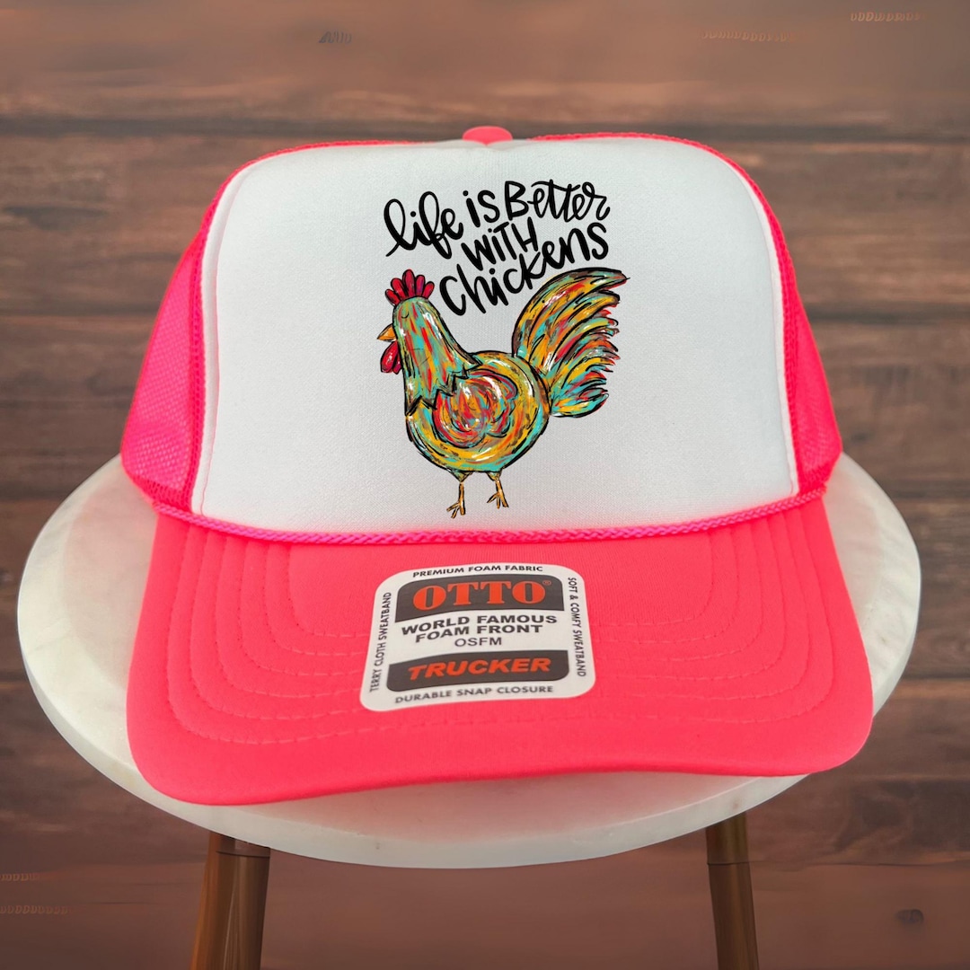 Life is Better With Chickens Trucker Hat, Colorful Chicken Hat ...
