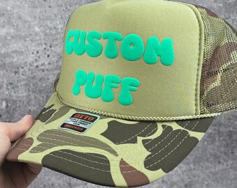 Metallic Custom Puff Print Hat, Custom Foam Hat, Custom Mesh