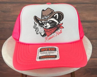Feral Raisin' Hell Trucker Hat, Western Cowgirl Hat, Country Graphic Cap, Rustic Rodeo Hat, Sassy Cowgirl Hat, Western Humor Hat