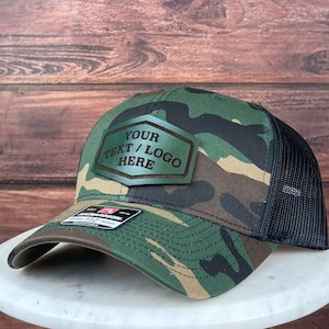 Custom Leather Patch Trucker Hat, Genuine Leather Patch Hat, Custom Logo Hat, Custom Trucker Hat, Personalized 6 Six Panel Hat, Bulk Hats
