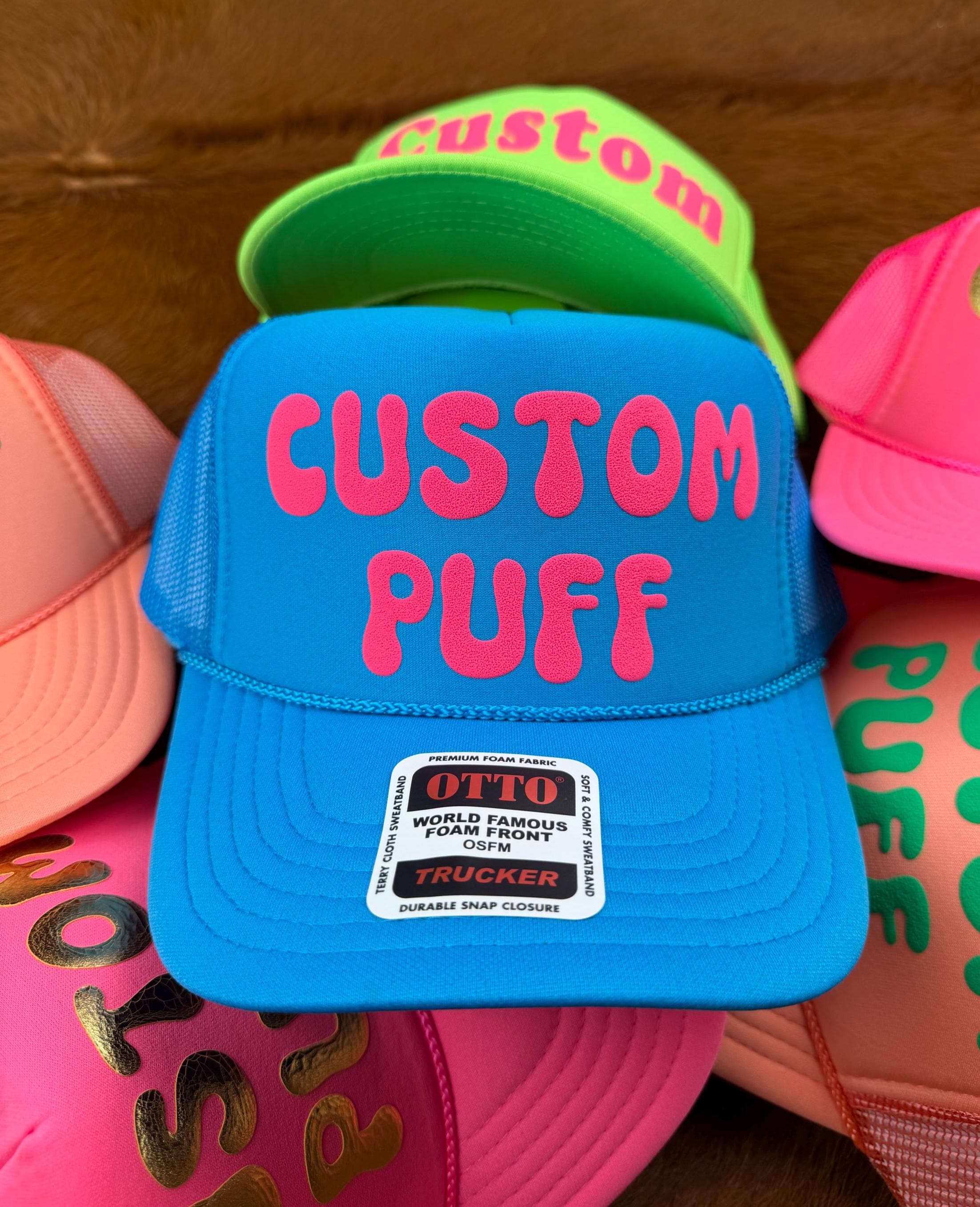 OTTO Blue and Pink Heart Trucker Hat Imperfect Heart  main image 4