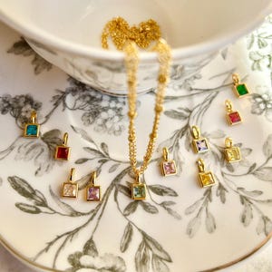 Personalized 24k Matt Gold Plated Necklace With Birthstone Pendant, Birthstone Charm, Gemstone, Birthstone Necklace, Birth-month Jewelry