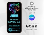 Editable video game party invitation template animated video game invite gaming party digital invitation gamer birthday animated invite