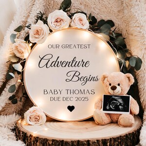 Adventure pregnancy announcement digital hot air balloon baby announcement editable template revealing pregnancy social media baby reveal