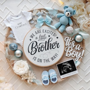 Boy pregnancy announcement digital baby announcement editable template boy gender reveal post for new baby brother announcement baby boy