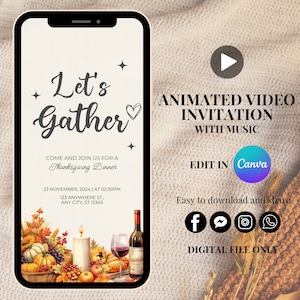 Thanksgiving-Animation Einladung animierte Thanksgiving-Dinner Video Einladung Herbst Familienessen einladen animierte Herbst Familienessen einladen