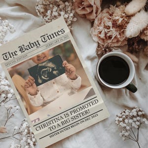 Big sister pregnancy announcement vintage baby announcement template newspaper template pregnancy announcement vintage newspaper reveal