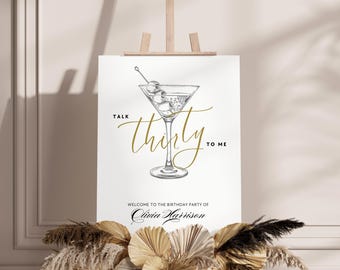 30th Birthday Welcome Sign Talk Thirty Birthday Sign 30th Birthday Minimalist Welcome Sign Hello Thirty Birthday Sign Editable Template