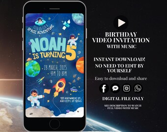 Space birthday invitation animated boy space invitation video astronaut birthday invite planets invite animated space birthday party invite