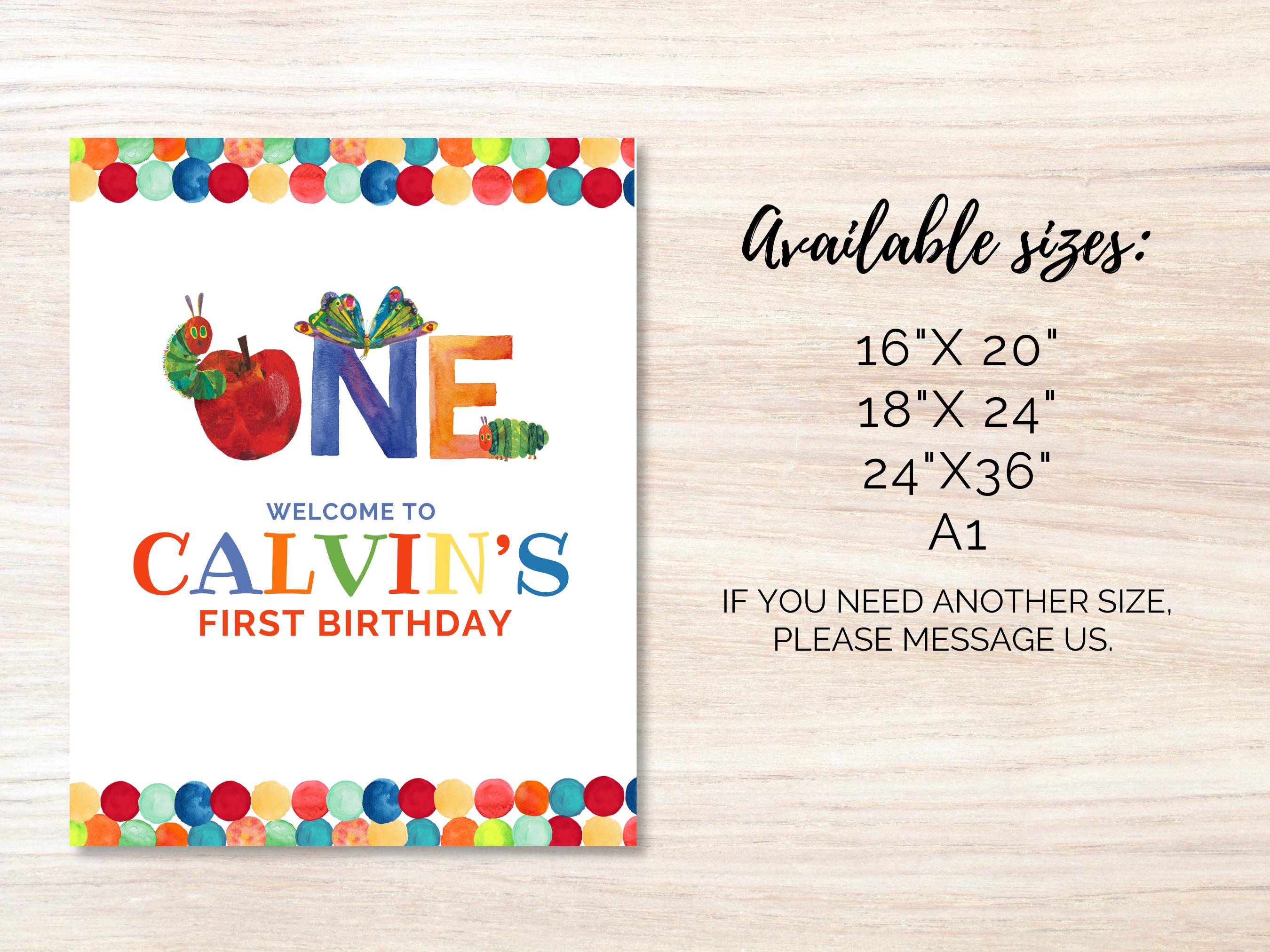 Very Hungry Caterpillar Birthday Welcome Sign Editable Caterpillar ...