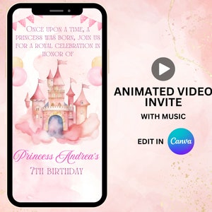 Princess birthday animation invitation template animated video invite fairytale birthday party digital invitation birthday princess party