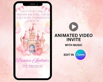 Prinzessin Geburtstag Animation Einladung Vorlage animierte Video laden Märchen-Geburtstags-Party einladen Geburtstags-Prinzessin-Party