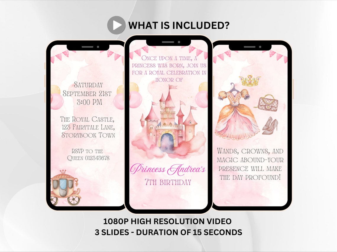 Invitation Coloranimation Princess Birthday Animation Invitation Template Animated Video Invite ...