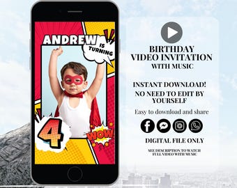 Superhero invitation animated superhero birthday video invitation superhero party animated invite superhero invite superhero animated invite