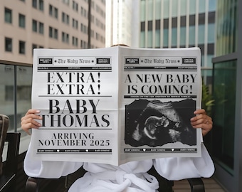 Newspaper Pregnancy Announcement Newspaper Template Announcement Pregnancy Newspaper Announcement Baby Pregnancy Newspaper Canva Template