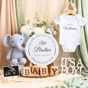 Boy pregnancy announcement digital baby announcement editable template boy gender reveal social media little brother announcement baby boy
