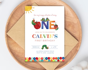 Hungry Caterpillar 1st Birthday Invitation Template (Digital Download)