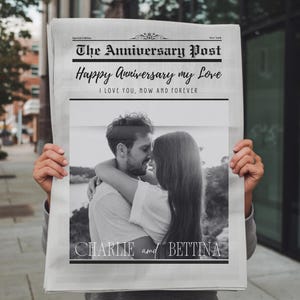 newspaper 1st year anniversary poster template newspaper one year anniversary couple gift anniversary tabloid printable anniversary poster