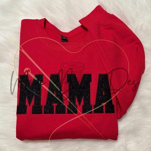MAMA Glitter Embroidered Sweatshirt