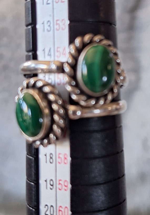 Vintage Sterling Malachite Rings. - image 1