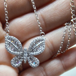 Sterling Silver CZ Butterfly Necklace