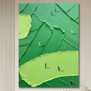 Large Green Abstract Painting Green Golf Canvas Wall Art Green Textured Wall Art Golf Course Painting Golf Lovers Gifts Handmade Painting