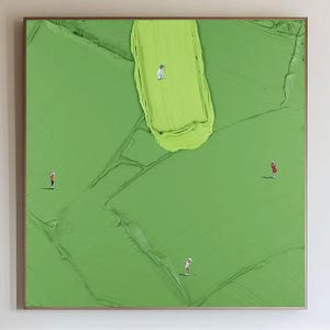 Textured Green Golf Art 3D Palette Knife Painting Contemporary Sport Decor Green Canvas Modern Sports Golf Artwork Unique Golf Lovers Art
