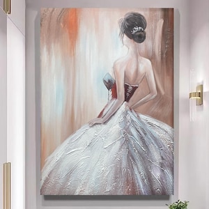 Abstract Ballerina Acrylic Painting on Canvas Wall Art Modern Ballerina Art Gift for Dance Lovers Beautiful Female Model Painting Wall Decor