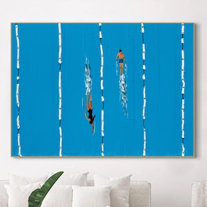 Schwimm-Wettkampf Gemälde Schwimmer Wand Dekor Kunst Minimalist Schwimmer Kunst Schwimmer Geschenk Schwimmer Strand Hütte Deco Art Wand dekor