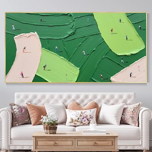 Golf Sports Art Green golf art Custom work gift Green Minimalist Art Large golf canvas art Green textured wall art Green 3D texture painting