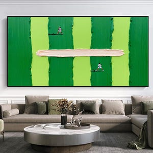 Textured Green Abstract Golf Art 3D Palette Knife Painting Contemporary Sport Decor Green Canvas Modern Golf Contest Artwork Golf Lovers Art