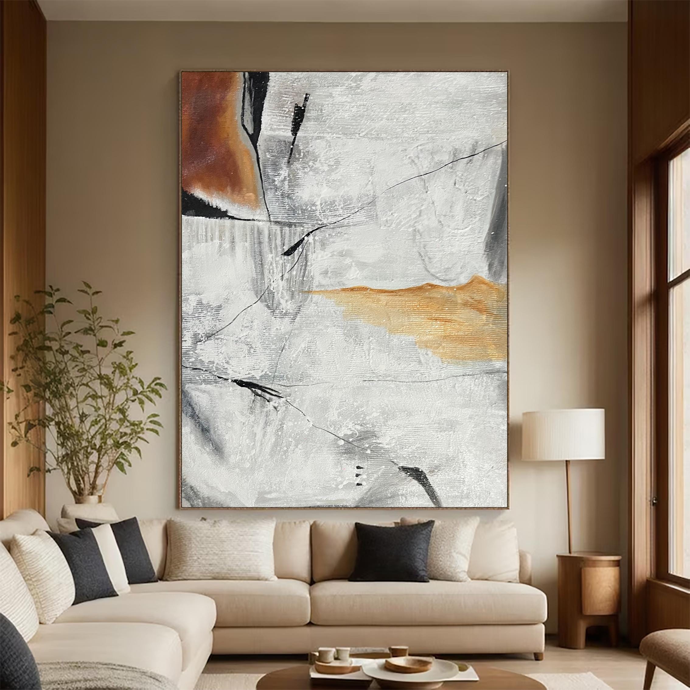 Große Original Grau Beige Braune Abstrakte Malerei Minimalistische Abstrakte Textur Kunst Moderne Wandmalerei Abstrakte Landschaftsmalerei Wandkunst