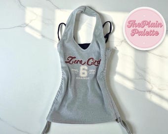 Top de punto con cuello halter / Camisola ajustada de algodón estampada / Camisa retro sin mangas para mujer / Conjunto ligero de ropa urbana de verano