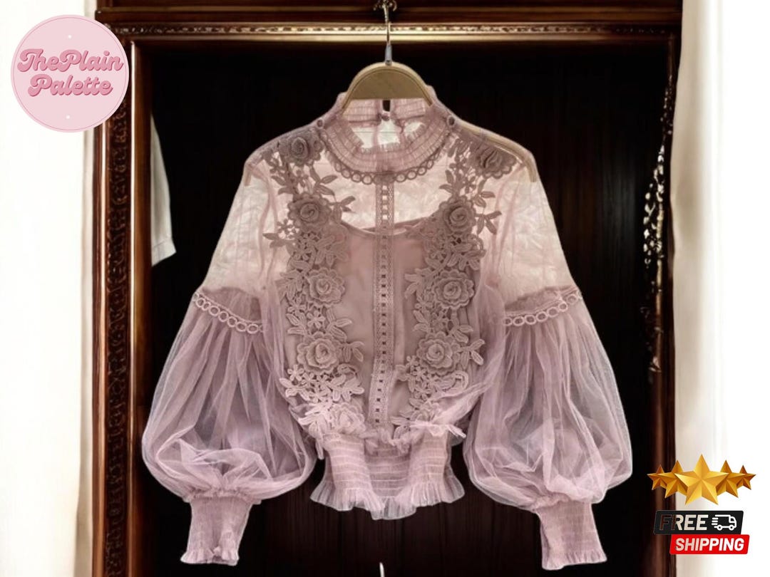 Women's Retro Art Casual Puff Sleeve Denim Shirt main image 1