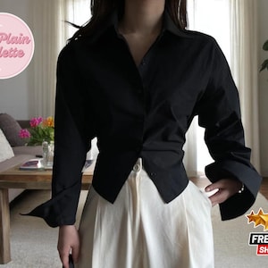Women&#39;s Workwear Blouse | Long Sleeve Collared Top | Button Down Shirt Style | Stylish Chic Casual Outfit | Comfortable Everyday Wear