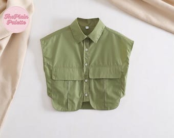 Damen Kurz Smock Bluse | Solid Color Casual Shirt Top | Klappentasche Bürokleidung | Schicke leichte Bluse für die Arbeit