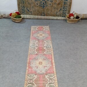 2x6 Runner, Vintage, Soft, Area, Pastel Rug, 2x6 Oushak, SmallRug, Kitchen Rug, Turkish, Faded, Woven Rug Handmade Wool Rug 1.7x6.1 ft