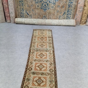2x6 Runner, Vintage, Soft, Area, Pastel Rug, 2x6 Oushak, SmallRug, Kitchen Rug, 2x6 Turkish, Faded, Woven Rug Handmade Wool Rug, 1.7x5.7 ft