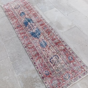 2x6 Runner, Vintage, Home Decor rug, Pastel Rug,2x6 Oushak,SmallRug,Kitchen Rug, 2x5 Turkish, Faded, Woven Rug Handmade Wool Rug 1.10x6.7 ft