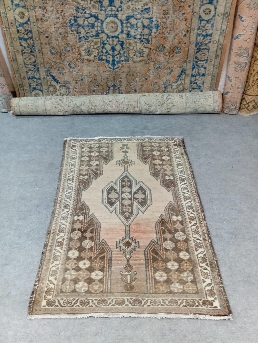 Vintage Persian Mahal Rug 2.7x4: Low Pile Wool Rug, 1970s Turkish - Etsy