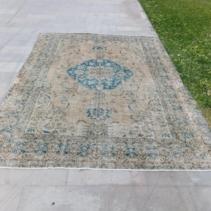 7x9 TURKISH VINTAGE RUG, 7x10 Rug, Vintage Rug 6x10, Turkish Rug Handmade Rug, Wool Area Rug, 8x10 Area Rug, Soft Rug, 6.9x9.11 ft
